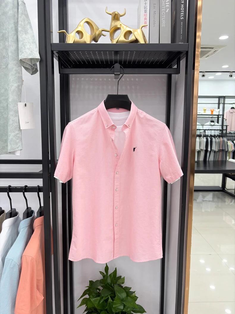 100% cotton short sleeve shirt summer classic solid color luxury brand Paul embroidery fashion business golf casual men's wear