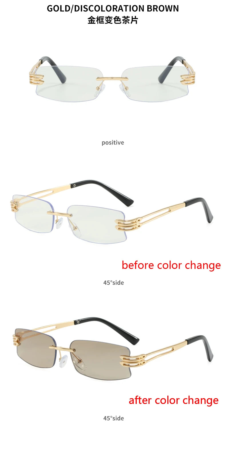 Photochromism Fashion Sunglasses Men Women Outdoor Driving Square Sun Glasses Square Sun Glasses Anti-UV Eyewear