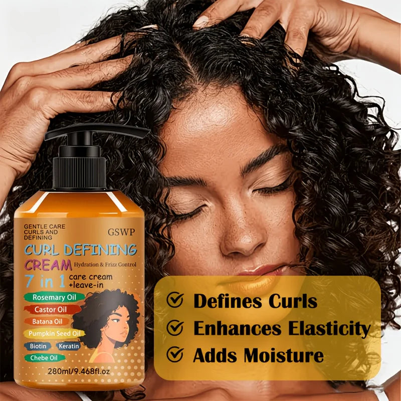 GSWP 7-in-1 Curl Cream. Gentle Care That Keeps Hair Fresh and Non-Sticky in Summer, Enhancing Shine. 280ml