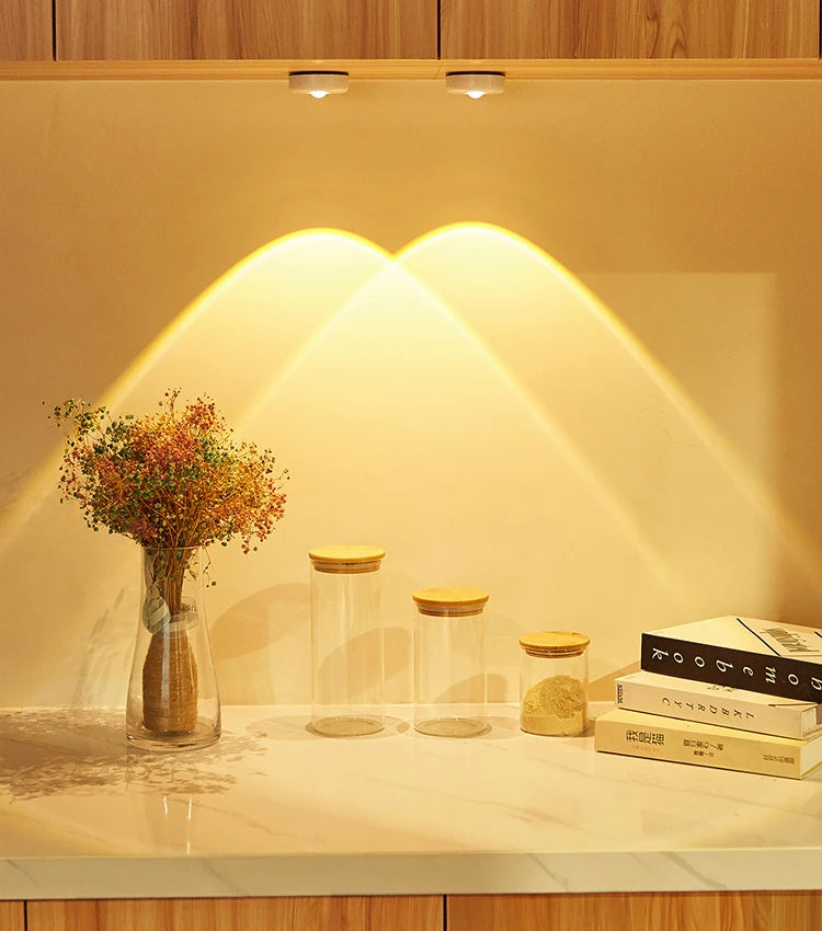 Touch LED Cabinet Lights Battery Powered Stick On Wall Sunset Lamp for Kitchen Bedroom Closet Cupboard Night Light Decoration