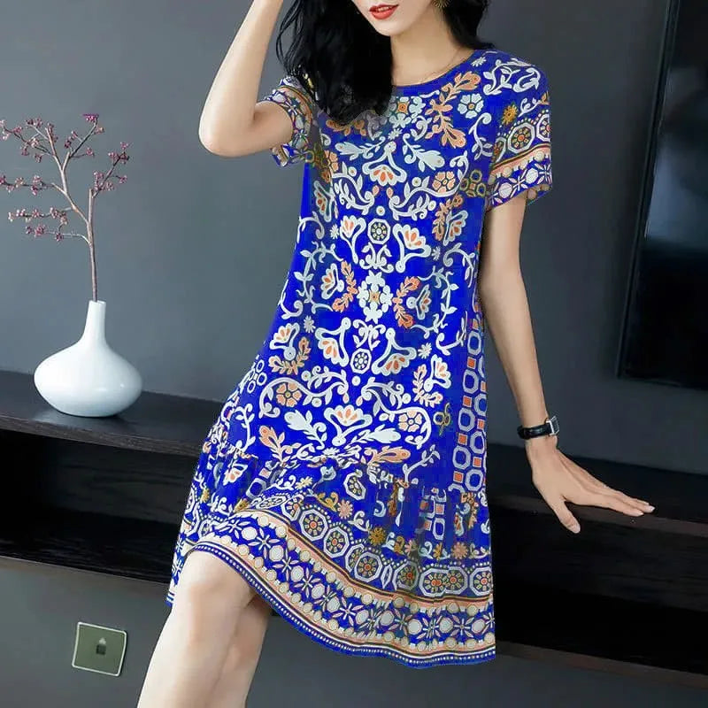 Women's Casual Summer Dress Sleeveless Loose Fit Round Neck Pullover Mid Length 3D Print for Women Beach Camping Hiking Outfit