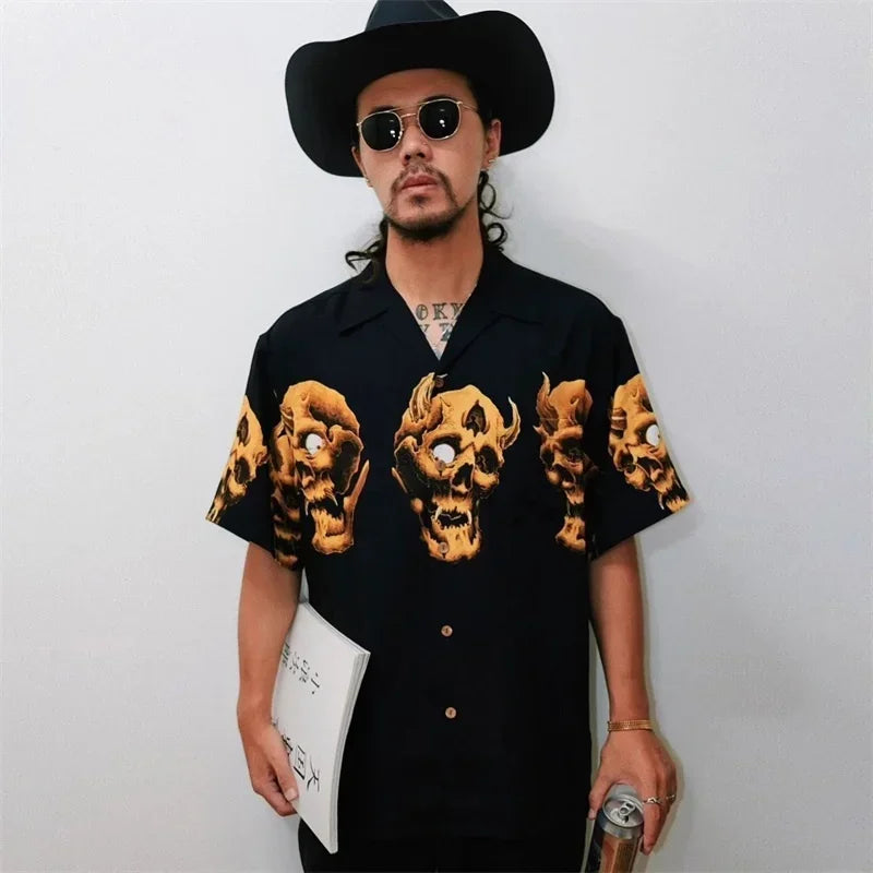 Classics 2025 WACKO MARIA Shirt Photo Print Vintage Men's And Women's Loose Hawaiian WACKO MARIA Short Sleeve Shirt T-Shirts