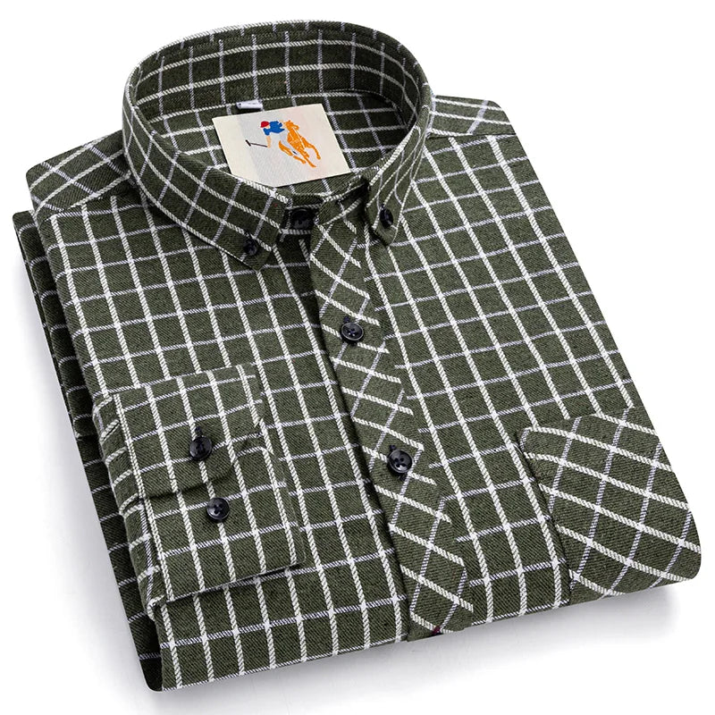8XL Classic Plaid Men's Flannel Shirts Men Long Sleeve Casual Men's Flannel Shirts Men Long Sleeve Casual Big Size Single Pocket
