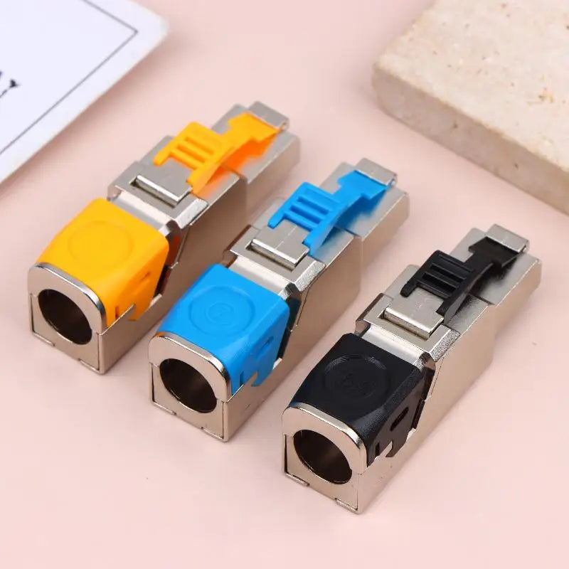 Metal RJ45 Cat8 Connector - 2000MHz 40Gbps Shielded Ethernet Plug for 22-24AWG LAN Cables, Easy Termination, Reusable ﻿