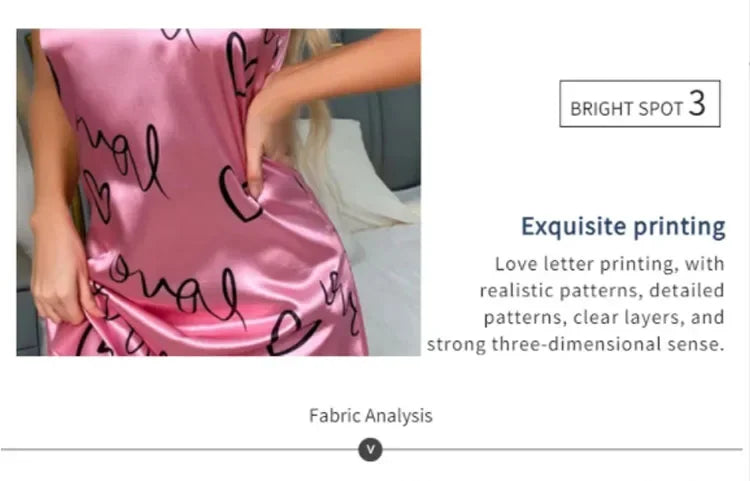 Sleepwear Women's Sexy Lingerie Heart Print Nightdress Scoop Neck Criss Cross Back Sleepdress Nightgowns Pajamas Nighties