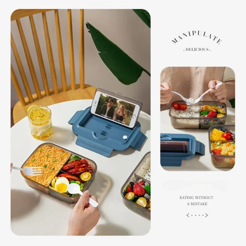 Food-grade Lunch Boxes Home Children's Compartments Bento Box Can Be Heated Microwave Oven Student Rectangle Plastic Lunch Boxes