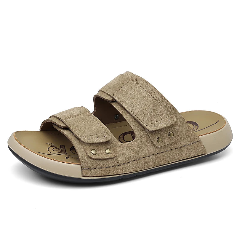 Summer Casual Mens Sandals Simple Solid Color Slippers Outdoor Wear Beach Slides Leisure Walking Shoes Versatile Male Flip-flops