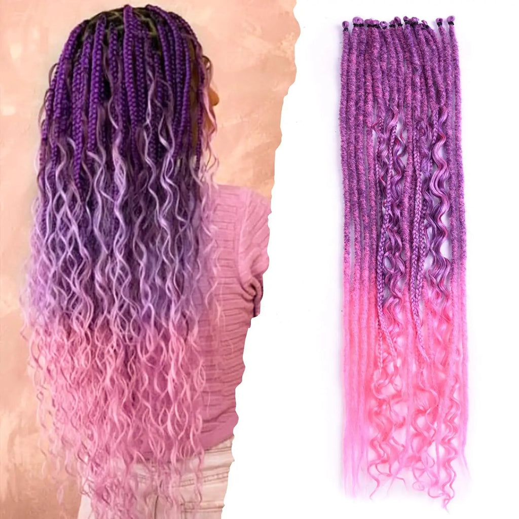 24 Inch Synthetic 8 Strands/Lot SE Dreadlocs Braids Hair Extensions, 3 In 1 Mixed Hippie Style Single End Dreadslocks for Women
