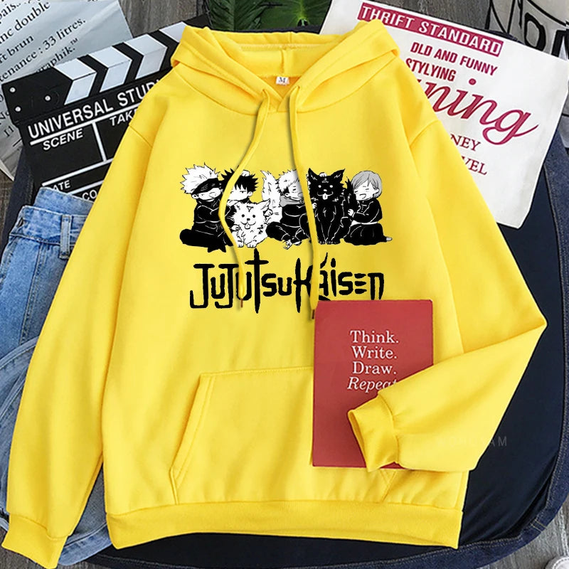 Jujutsu Kaisen Anime Hooded Itadori Yuji And Satoru Gojo Printed Men Women Patchwork Hoodies Manga Sweatshirt Harajuku Pullover