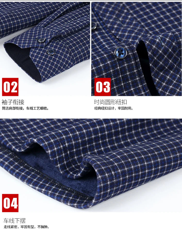 New Men's Autumn Winter Casual Long Sleeve Plaid Shirts Thick Warm Male Casual High Quality Soft Plus Size Business Check Shirts