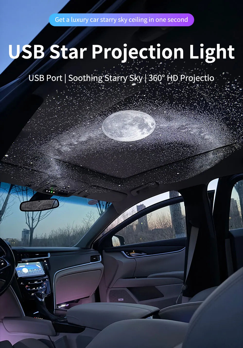 Car Interior Light Roof Star Light USB LED Starry Atmosphere Projector Decoration Night Party Decor Romantic Saturn Galaxy Light
