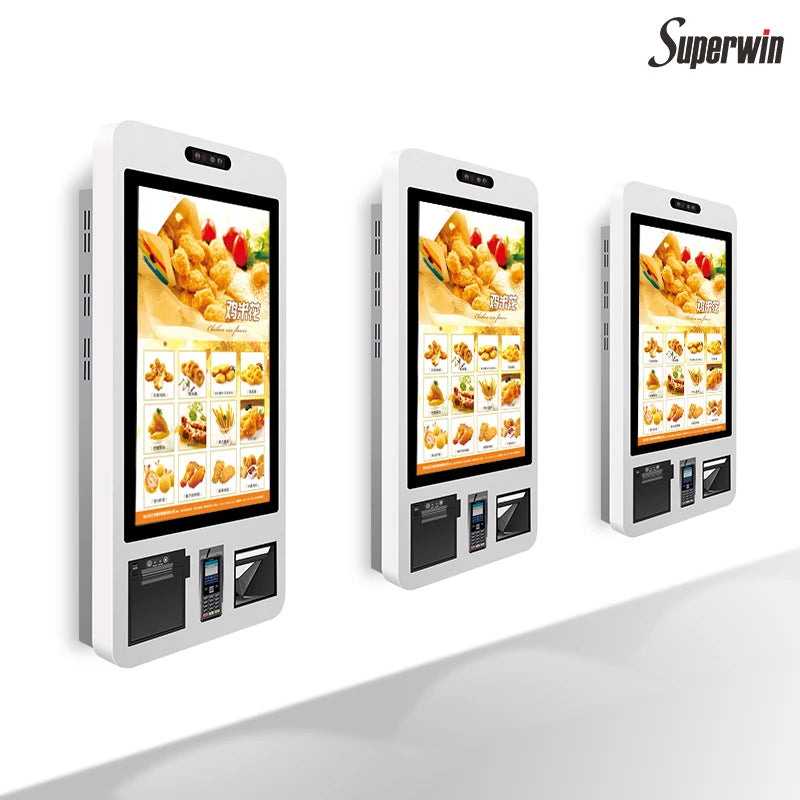 POS System Self-Service Payment Kiosk Wall Mount Hanging Food Ordering Kiosk Floor Stand Kiosk Advertising Equipment For