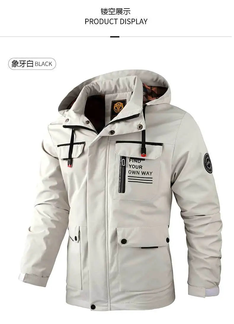 Men's Casual Jacket Parka Autumn/Winter Hooded Jacket Men's Coat Solid Color Outdoor Chic