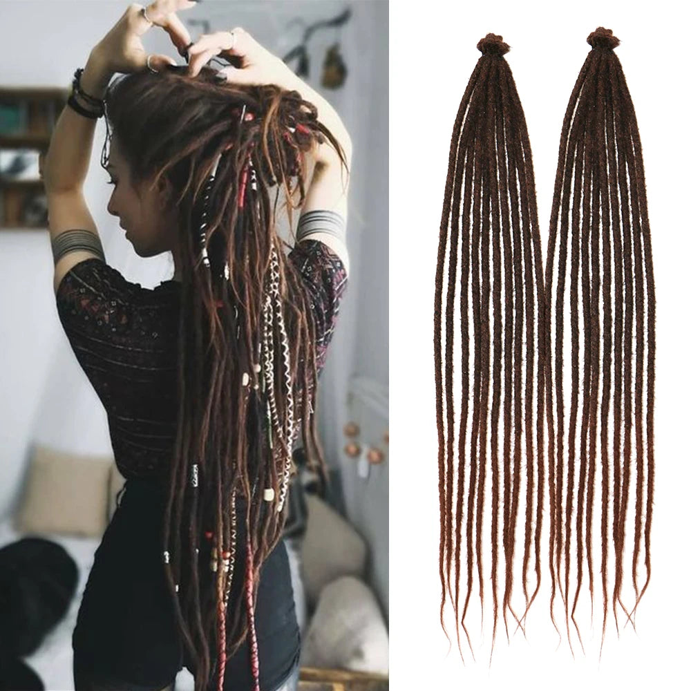 24 Inch DreadLock Extensions Handmade Thin And Soft Reggae Hip-Hop Style Synthetic DreadLock Extensions Crochet Hair for Women