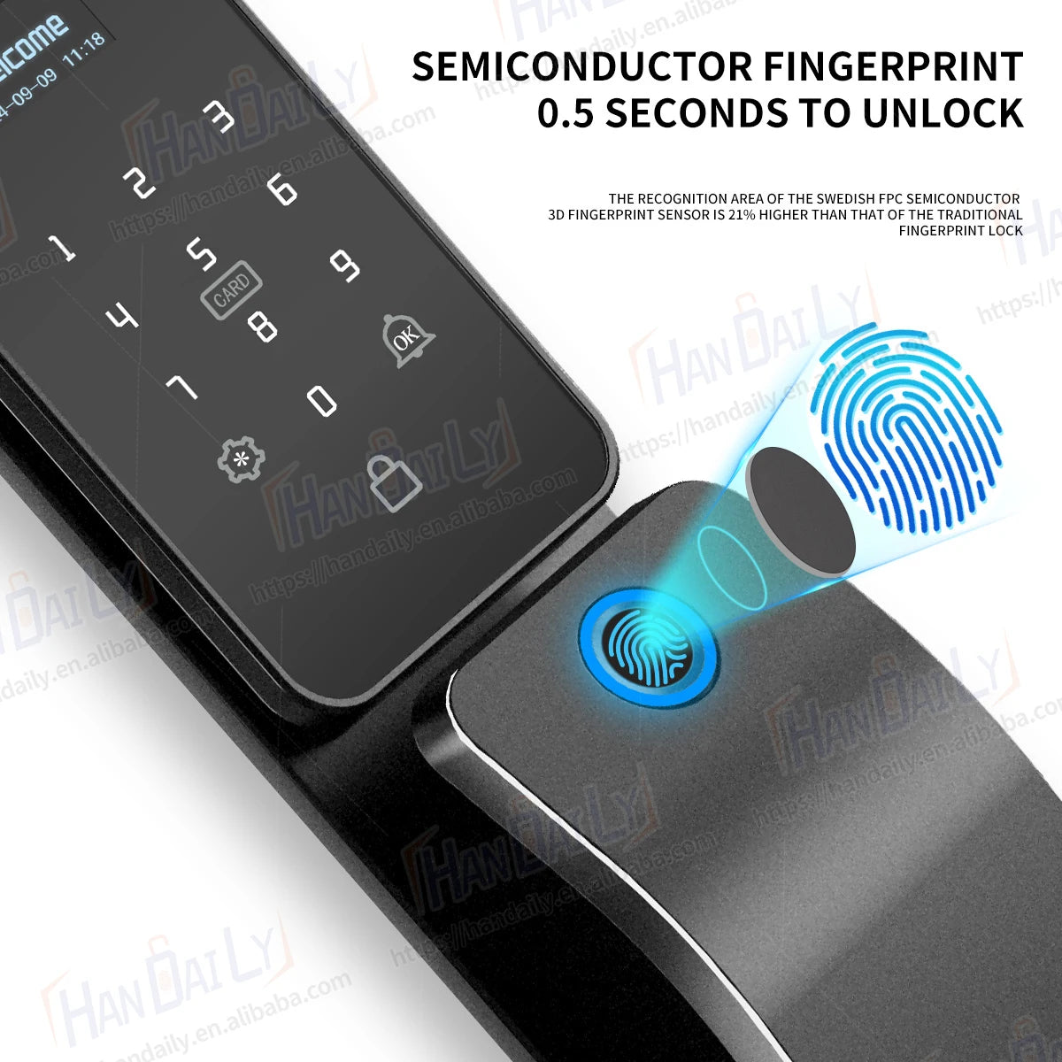 Waterproof App Smart Real Time Video Call Digital  3D Face Recognition Smart Biometric Fingerprint Digital