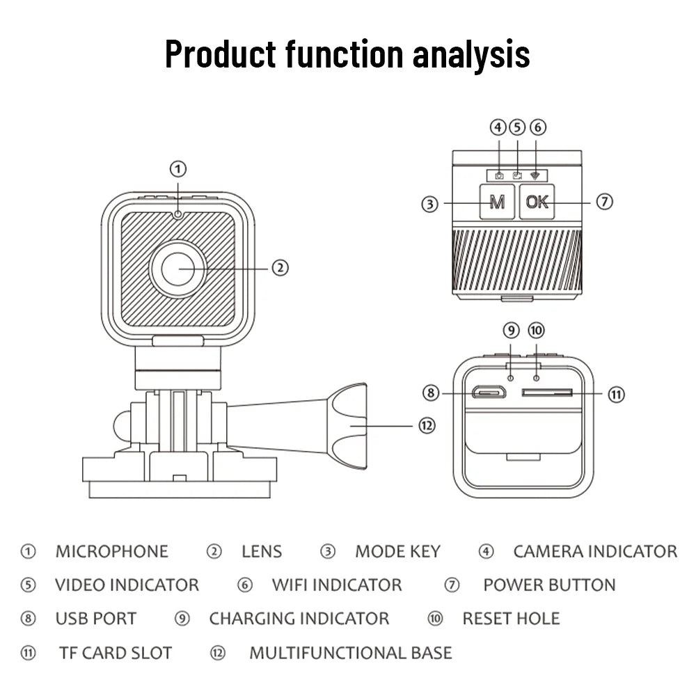 1080P HD Mini Action Camera Portable WiFi Hotspot Mini DV Camera, Waterproof Outdoor Sports Camera, Motorcycle Driving Recorder