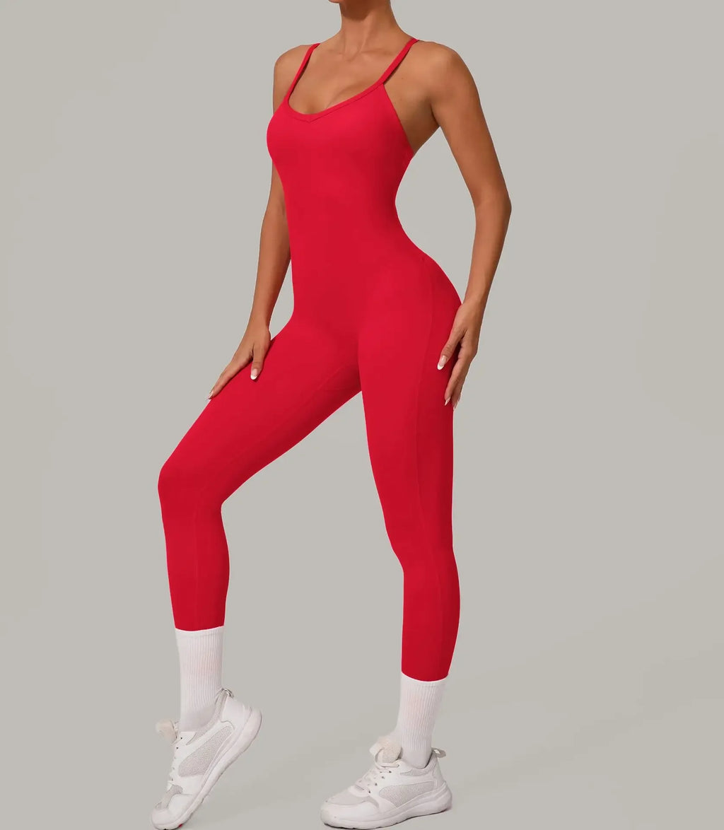 Wholesale Gym Clothes Woman Yoga Set Padding Women's Gym Jumpsuit Activewear Sportswear Push Up Fitness Sports Overalls Purple