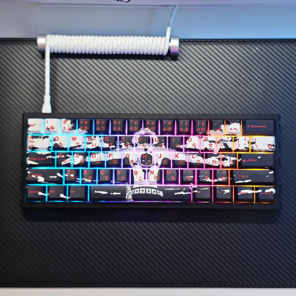 73 Keys Ace Keycaps Anime Key Cap Set Cherry PBT Engraved Side Light Transmission 74 Keys for Mechanical Keyboard 61/65/68