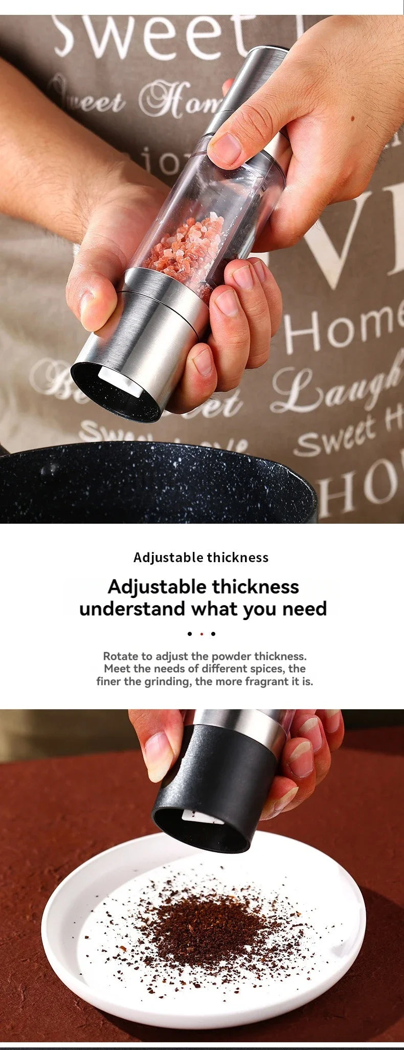 Double Head Pepper Grinder Stainless Steel Spice Bottle Pepper Mill Manual Spice Grinder Mill Household Kitchen Gadgets