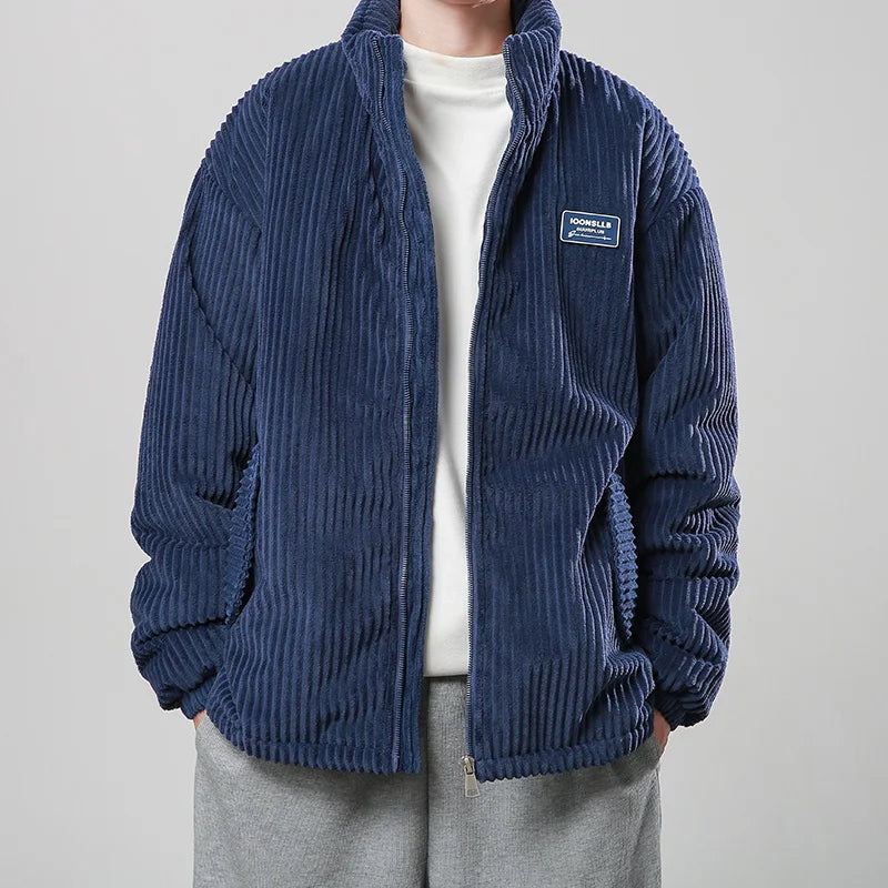 Autumn Winter Corduroy Men's Parkas High-end Design Quality Men's Jacket Handsome Trendy Brand Thick Couple Down Cotton Jacket