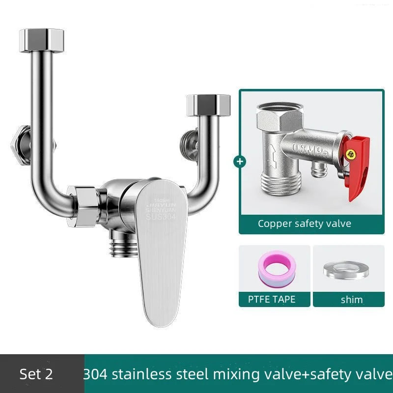 Stainless Steel Water Heater Mixing Valve Open Installation Hot and Cold Shower Switch U-type Valve 304 Mixing Valve