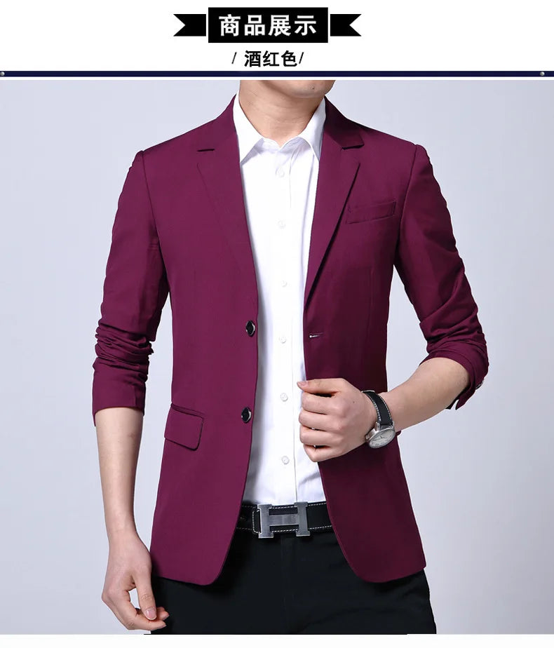 S-7XL New Business Dinner Gentleman Slim Gentleman Group Dress Fashion Men British Style Dress Best Man Solid Color Blazer