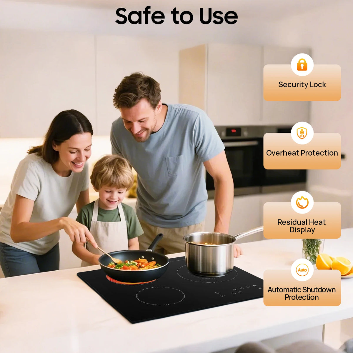 NEWEST Ceramic Cooktop, Electric Cooktop, 3 Burners Radiant Electric Stove Top with Timer, Child Safety Lock, Sensor Touch Control, 2600W 110V