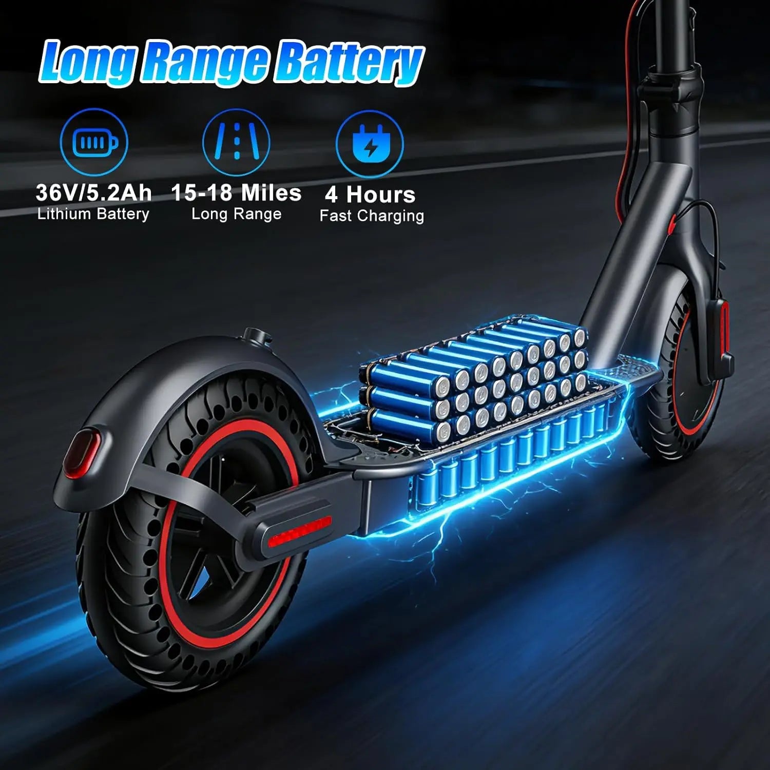 500W Motor Folding Electric Scooter For Adults 36V 5.2AH Battery Rang 8.5'' Solid Tire 18MPH 15Miles Long Range APP Control
