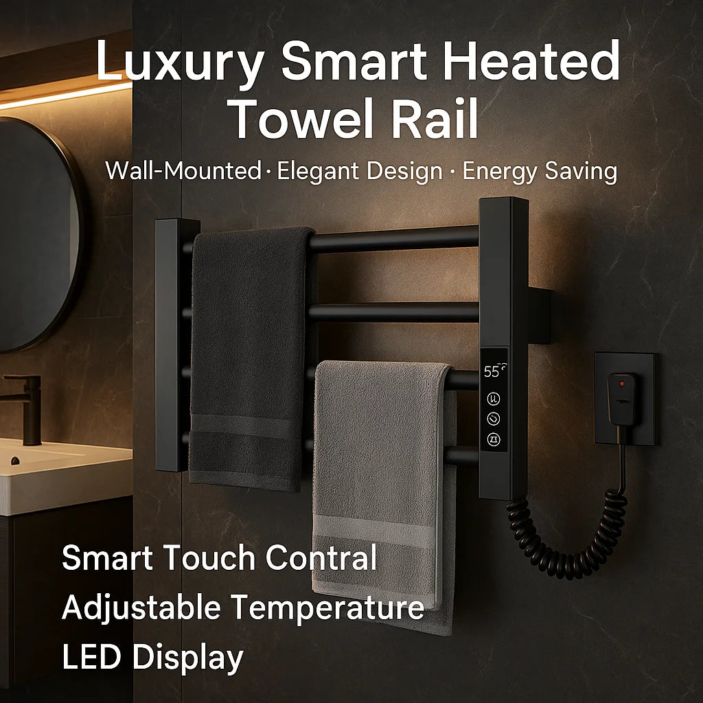 Mini Electric Towel Warmer Black Spa Dryer with Rail Machine Stand Steel Bathroom Accessory for Home Use Wet Heated Hanger