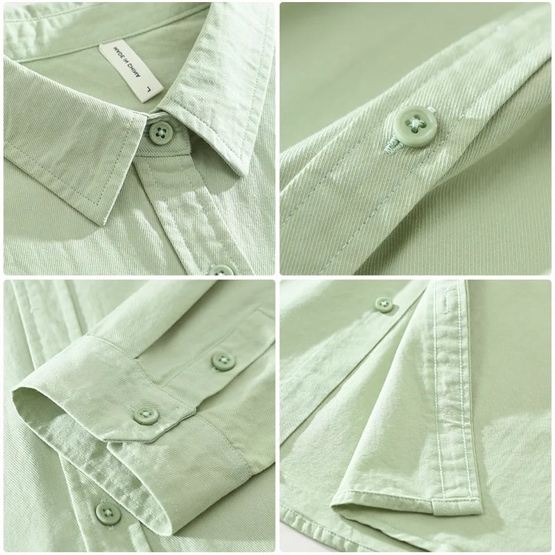 Men's Long-Sleeved Casual Shirt, Artistic Fresh Cotton Lapel Loose Shirt, Outdoor Camping Thin Coat, Cardigan Top