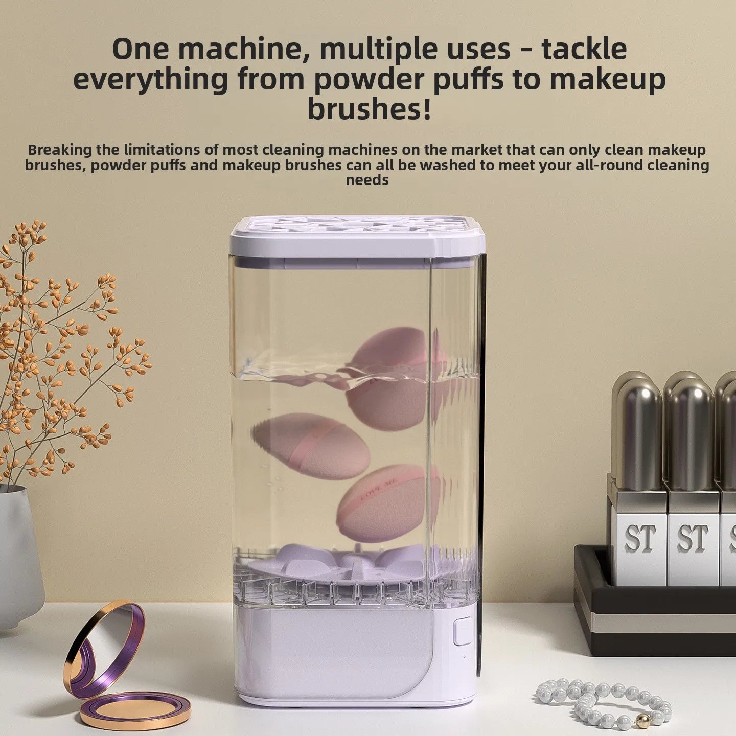 Portable Automatic Makeup Brush Cleaner Household Deep Puff Cleaning Machine Quick Cleaning of Various Beauty Tools