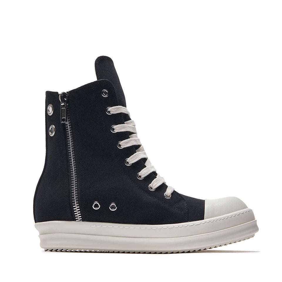 Brand Men Shoes Ro Casual Canvas Shoes High Top Women Sneakers Quality Black Ankle Boot Designer Zipper Luxury Laces Flat Shoes