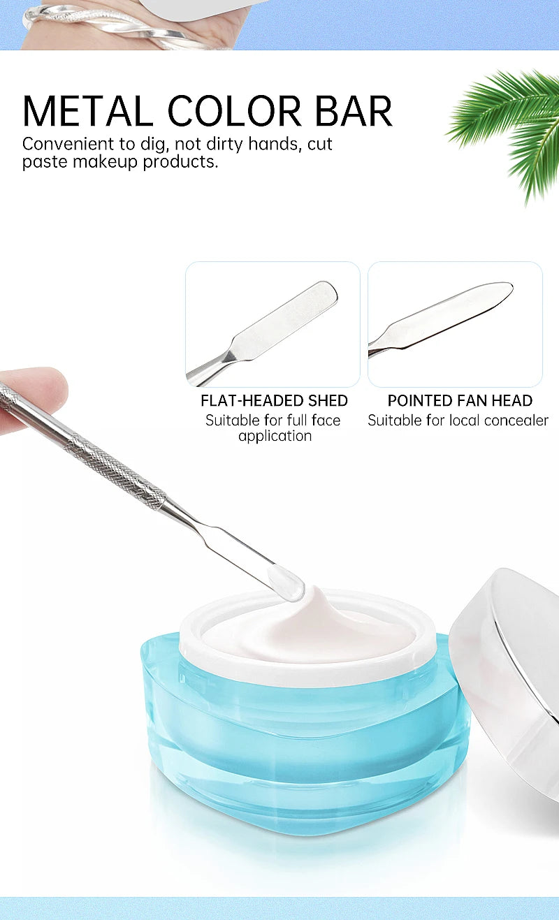 Makeup Mixing Palette Stainless Steel Foundation Lipstick Eye Shadow Mixer Palette with Spatula Rod Color Stick Beauty Tools Set