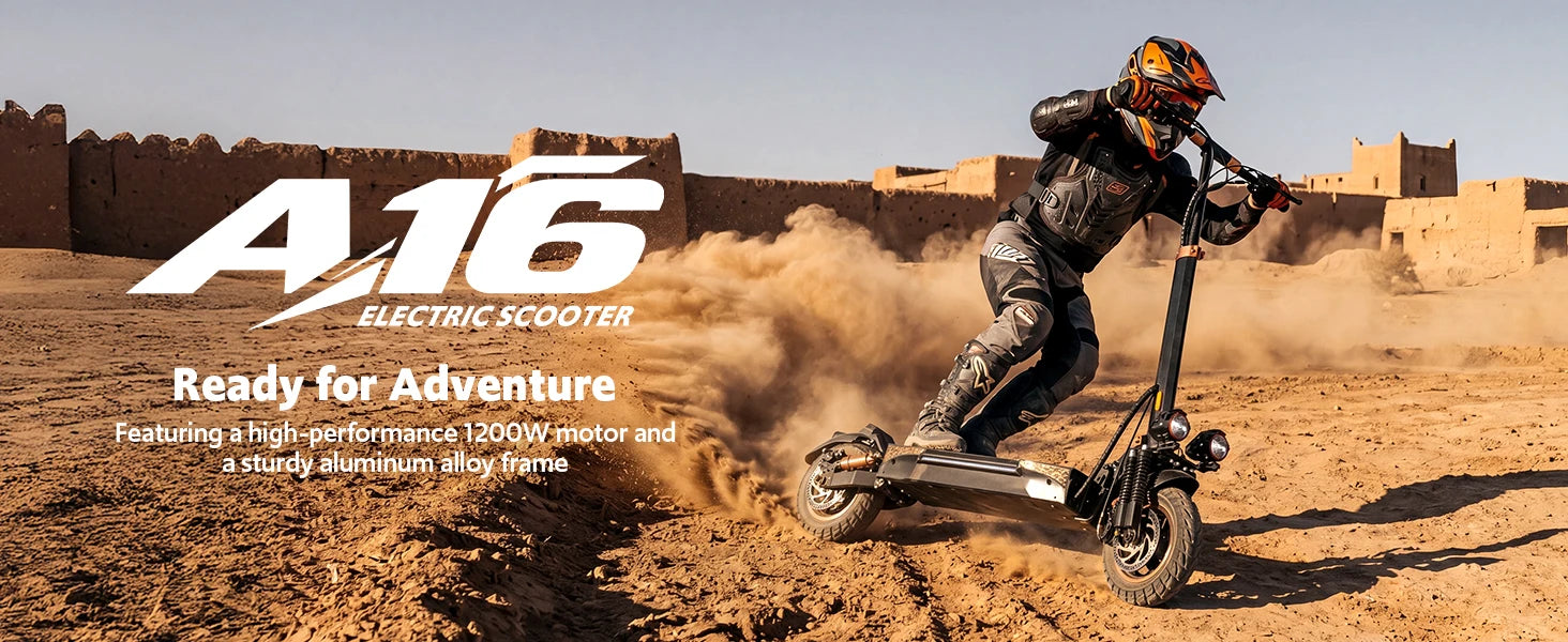 Off Road Electric Scooter, 1200W Motor, 25 Miles Range,11" All TerrainTire E Scooter for Adult, E-Scooter with Double Suspension &Side Light