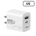 65W Charger USB C GaN 2-Port Fast Charging Phone Charger Power Adapter For Phone Type C  Compatible EU/US Plug Wall Charger