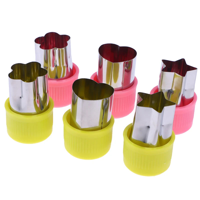 3Pcs/Set Star Heart Flower Shape Vegetables Cutter Plastic Handle Portable Stainless Steel Fruit Cutting Kitchen Gadgets