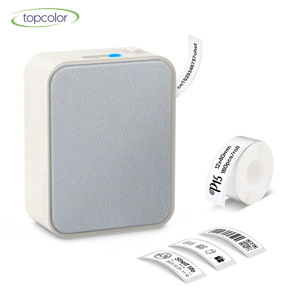 Thermal Label Printer Marklife P15 Labeling Machine Mini Printer Wireless Bluetooth Label Maker or 3PK Adhesive Label Tape