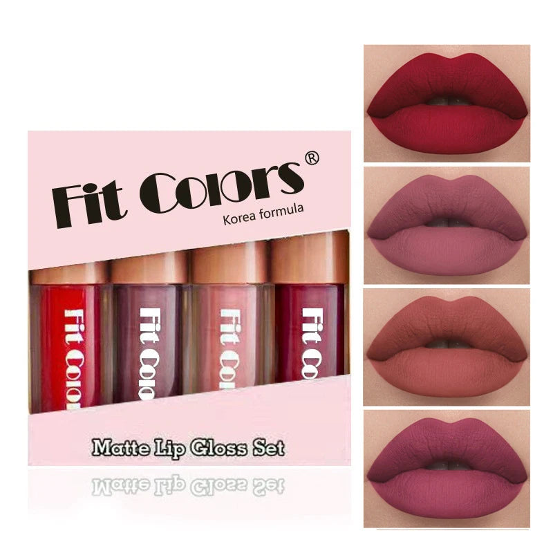 Velvet Matte Lip Gloss Set,Non-Stick Cup Lip Makeup ,Long-Lasting Fruit Scented Lip Tint,Smooth Lightweight Lip Glaze Stain S