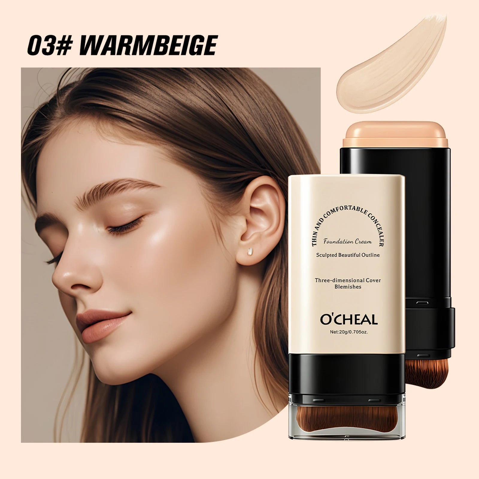 Double-Headed Foundation Make-Up Stick, Waterproof, Set Makeup, conceal, Moisturize, Control Oil, Brighten, No Makeup Transfer