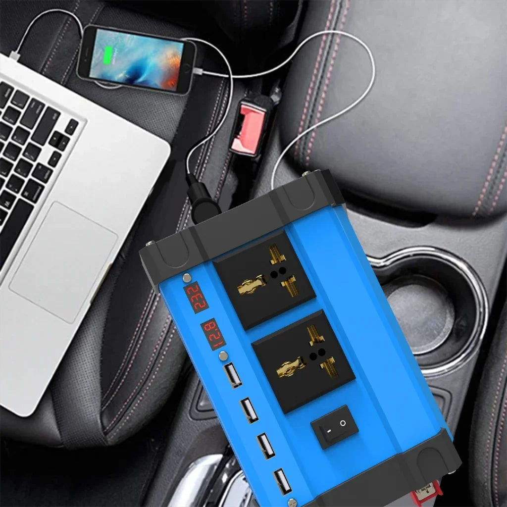 6000W High Power Solar Inverter DC12V To 110V 220V AC LCD Display 4 USB Ports Car RV Camping Power Converter