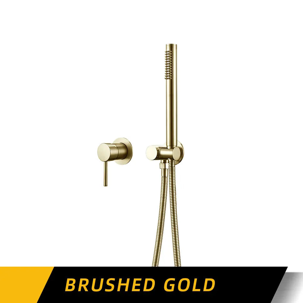 Handheld Bathroom Shower System Brushed Gold Hot And Cold Water Bathtub Mixer Single Handle & Shower Holder Separately Tap Set