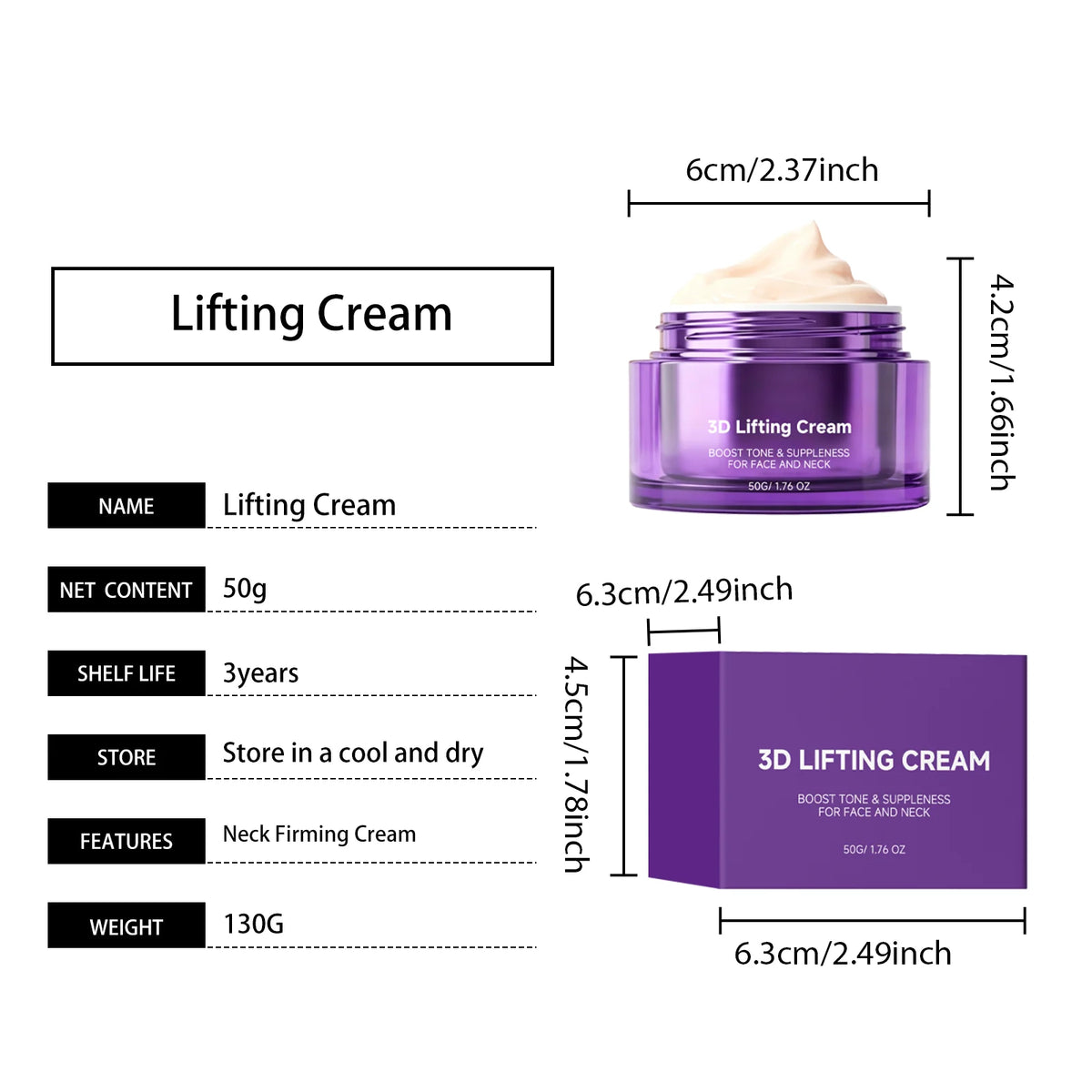 3D Lifting Cream Face Neck Anti-Aging Moisturizer Improve Wrinkles Hydrating Repair Korean Facial Treatment Probiotic Face Cream