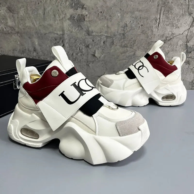 Men's Sport Shoes Comfortable Casual Running Shoes 2025 Spring Autumn Thick Bottom Heightening Korean Style Versatile Dad Shoes