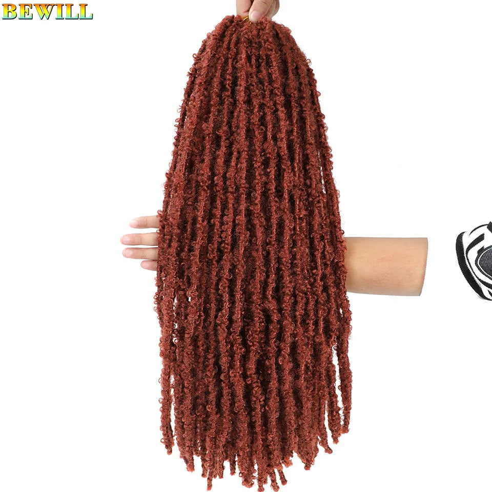 BEWILL 12 14 18 24 Inch Butterfly Locs Crochet Hair Pre-looped Synthetic Distressed Faux Braids Hair Soft Locs Goddess Locs Hair