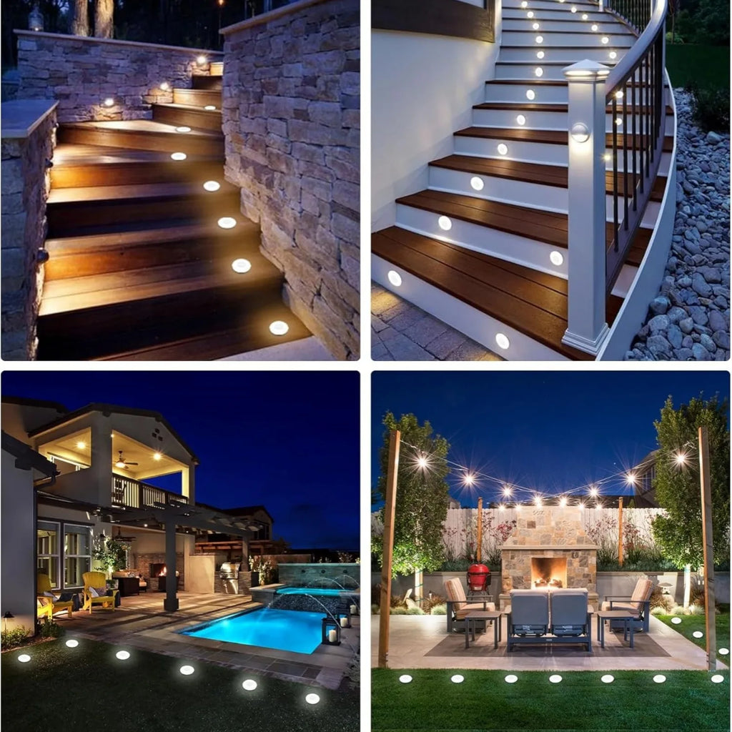 2/4pcs Solar Ground Lights 8LEDs Solar Lights Outdoor Bright LED Solar Disk Lights Outdoor Garden Pathway Driveway Lawn Lights