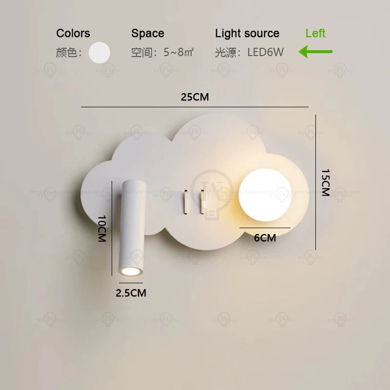 White wall lamp backlight 350 degree rotation adjustable wall lamp hotel bedroom bedside study reading desk lamp with switch