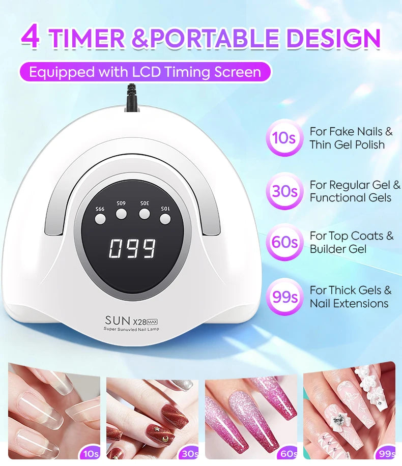 DianaBeauty 90LEDS LED UV Nail Lamp Dryer For Nails 380W Gel Polish Drying Lamp With 4 Timer Setting Auto Sensor Manicure Lamp