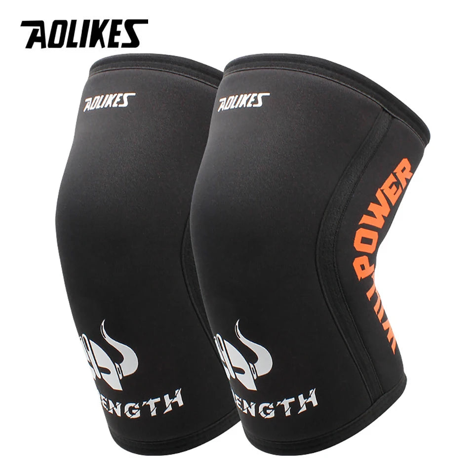 AOLIKES 7mm Compression Knee Sleeves for Weightlifting Support, Powerlifting Strength, Heavy Squats, Cross Training, Gym Fitness