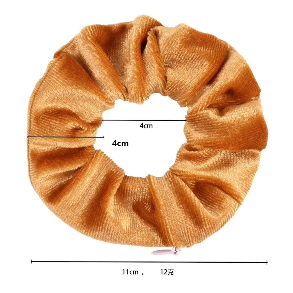 1PC Women's Glitter Velvet Scrunchie, Stylish Fall Winter Hair Accessory, Hidden Pocket Scrunchie For Keys, Small Items