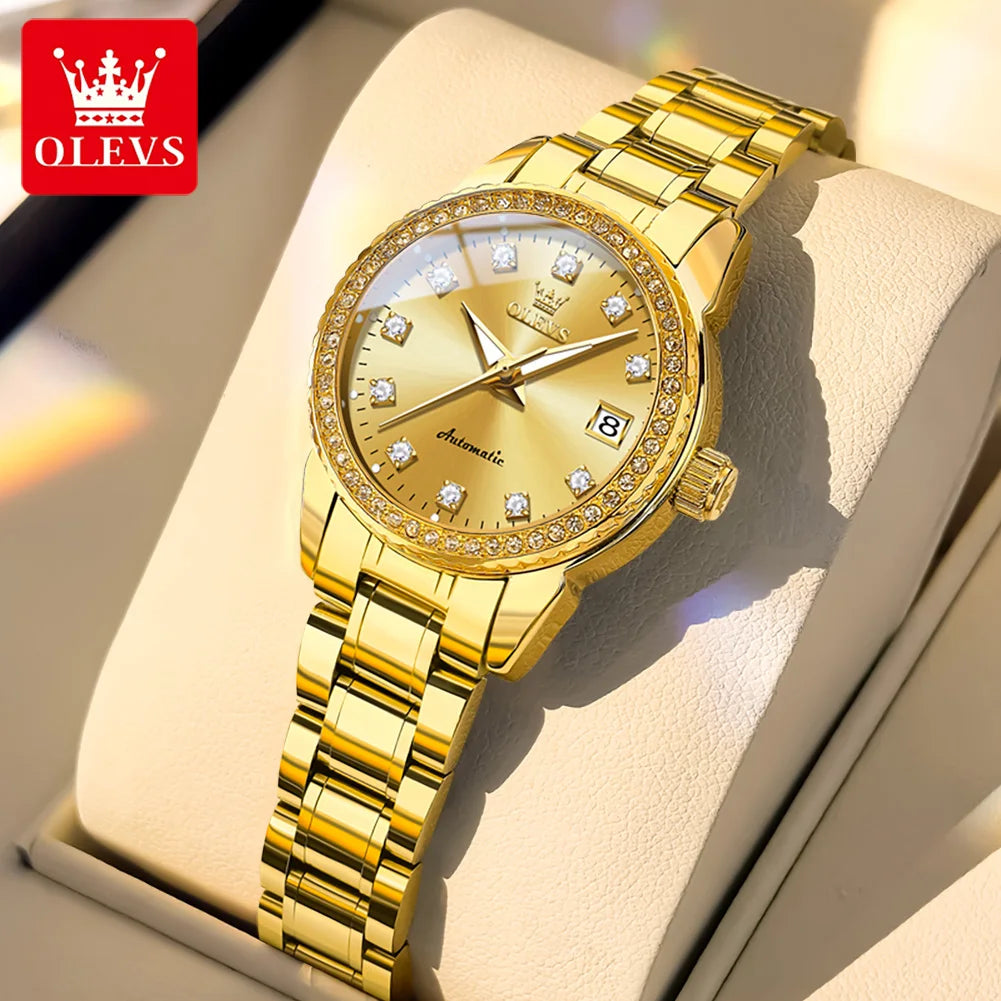 OLEVS Automatic Mechanical Watch for Ladies Auto Date Top Brand Business Luxury Women Watch NEW 7003